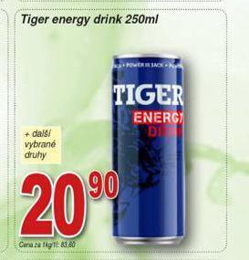 Hruška Tiger energy drink nabídka