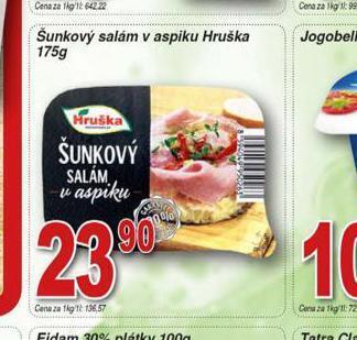 Hruška Šunkový salám v aspiku hruška nabídka