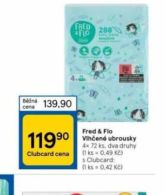Tesco Fred & flo dětské vlhčené ubrousky nabídka