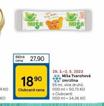 Tesco Míša tvarohová zmrzlina nabídka