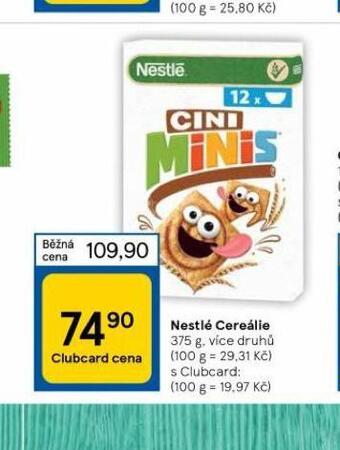 Tesco Nestlé cereálie nabídka