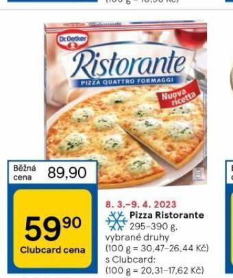 Tesco Pizza ristorante nabídka