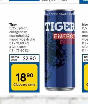 Tesco Tiger energy drink nabídka