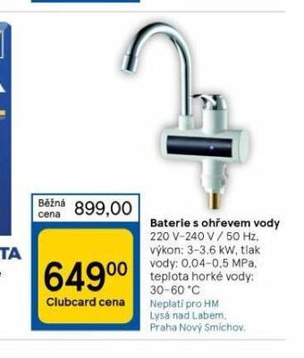 Tesco Baterie s ohřevem vody nabídka