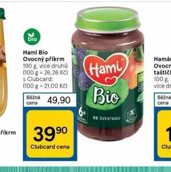 Tesco Hami bio ovocný příkrm nabídka