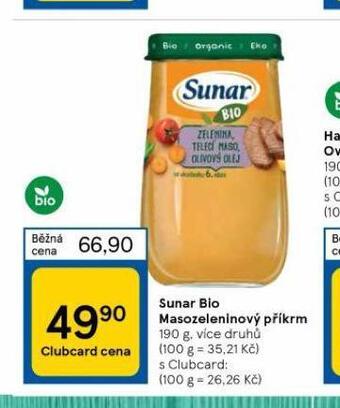 Tesco Sunar bio masozeleninový příkrm nabídka
