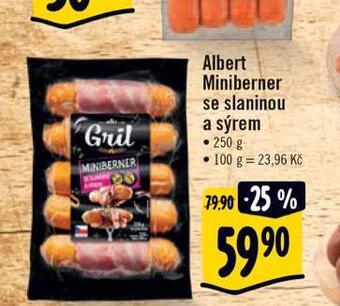 Albert Miniberner se sýrem a slaninou nabídka