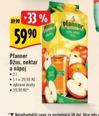 Albert Pfanner džus, nektar a nápoj nabídka