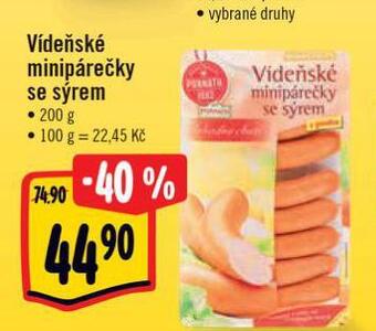 Albert Vídeňské minipárečky se sýrem nabídka