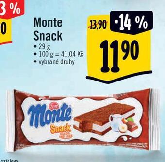 Albert Monte snack nabídka
