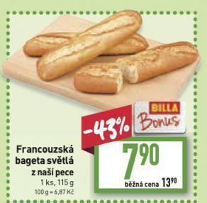 Billa Francouzská bageta nabídka