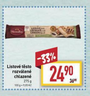 Billa Listové těsto nabídka