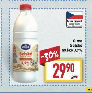 Billa Olma selské mléko nabídka