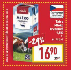 Billa Tatra mléko trvanlivé nabídka