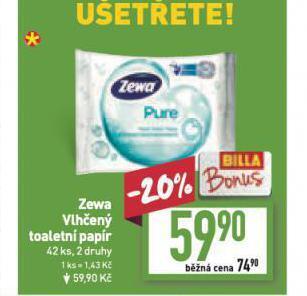 Billa Zewa vlhčený toaletní papír nabídka