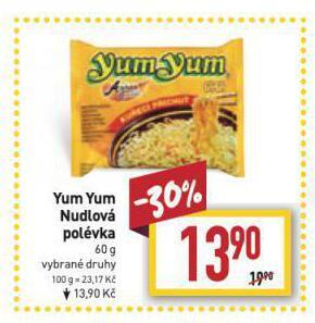 Billa Yum yum instantní nudlová polévka nabídka
