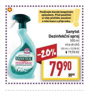 Billa Sanytol dezinfekční sprej nabídka