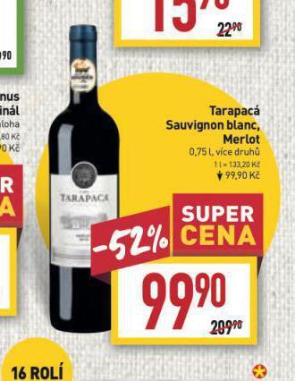 Billa Tarapacá merlot nabídka