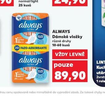 Kaufland Always dámské vložky nabídka