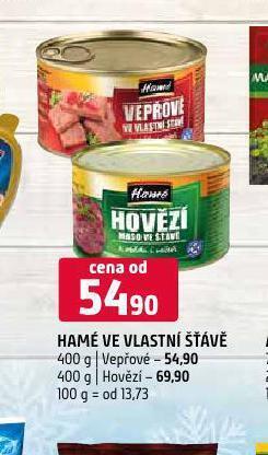 Terno Hamé ve vlastní šťávě vepřové nabídka