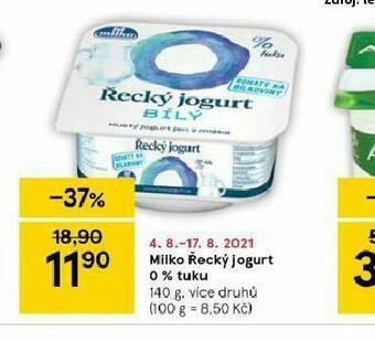 Tesco Milko řecký jogurt 0% tuku nabídka