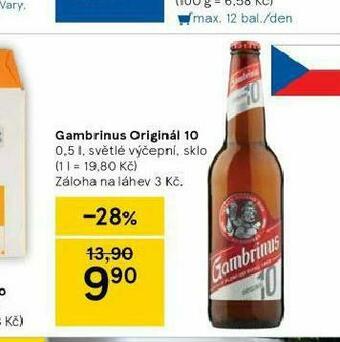 Tesco Pivo gambrinus original nabídka