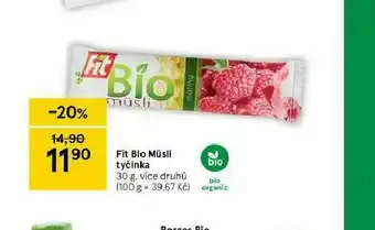 Tesco Fit bio müsli tyčinka nabídka