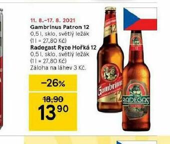 Tesco Pivo radegast ryze hořká 12 nabídka
