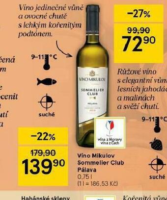 Tesco Víno mikulov sommelier club pálava nabídka