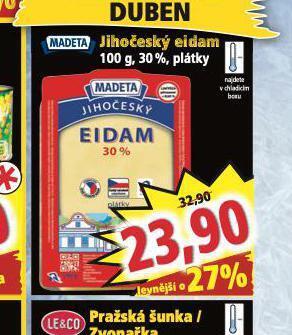 Jihočeský eidam 30% plátky