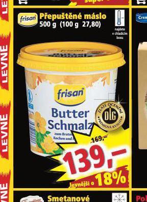 Norma Frisan přepuštěné máslo nabídka