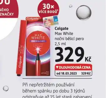dm drogerie Colgate max white noční bělicí pero nabídka