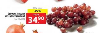 Lidl Červené hrozny stolní bezsemenné nabídka