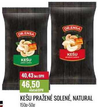 Ratio Kešu pražené solené, natural 150g+50g nabídka