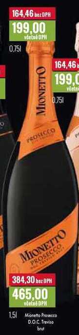 Ratio Mionetto prosecco d.o.c. treviso brut 0,75 l nabídka
