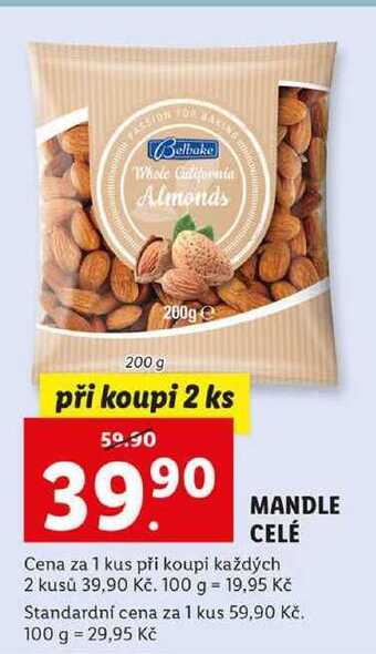 Lidl Mandle celé, 200 g nabídka