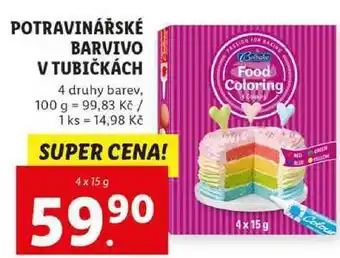Potravinářské barvivo v tubičkách, 4x 15 g