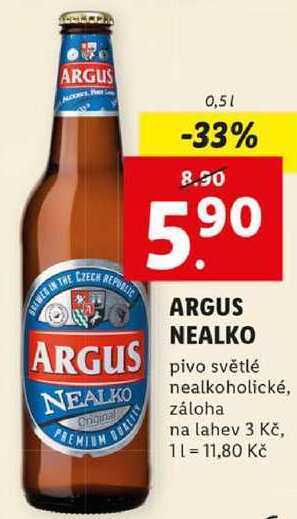 Lidl Argus nealko, 0,5 l nabídka