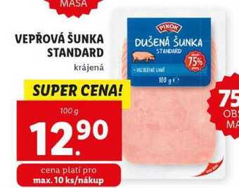 Lidl Vepřová šunka standard, 100 g nabídka