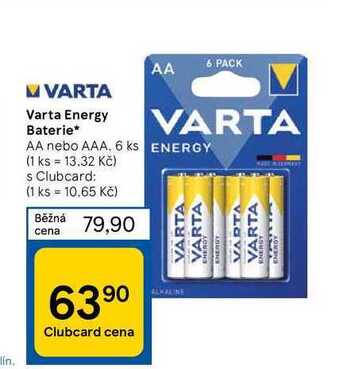 Tesco Varta energy baterie* aa nebo aaa. 6 ks nabídka