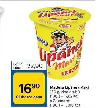 Tesco Madeta lipánek maxi 130 g nabídka