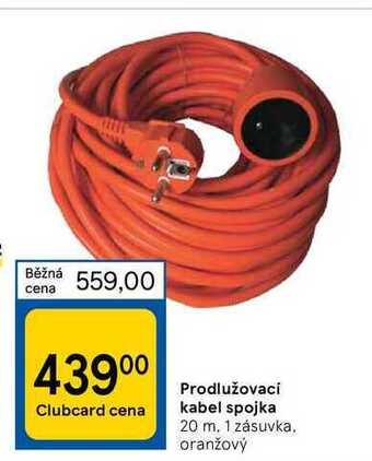 Tesco Prodlužovací kabel spojka 20 m. 1 zásuvka. oranžový nabídka
