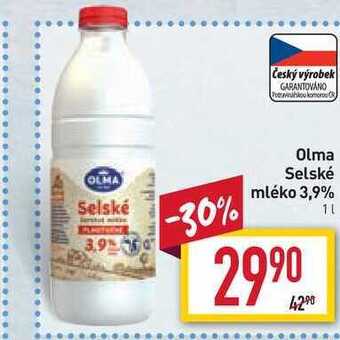 Billa Olma selské mléko 3,9% 1l nabídka