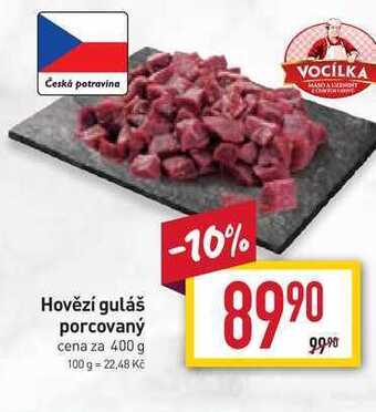 Billa Hovězí guláš porcovaný cena za 400 g nabídka