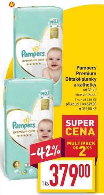 Billa Pampers premium dětské plenky a kalhotky od 31 ks nabídka