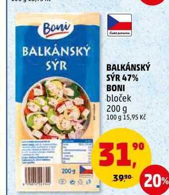 Penny Market Balkánský sýr 47% boni, 200 g nabídka