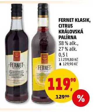 Penny Market Fernet klasik královská palírna, 0,5 l nabídka