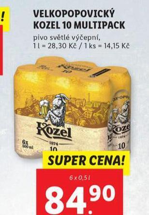 Lidl Pivo velkopopovický kozel 10 multipack nabídka