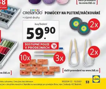 Lidl Pomůcky na pletení / háčkování nabídka