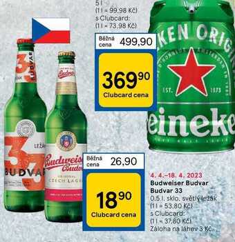 Tesco Budweiser budvar budvar 33 0.5 l nabídka